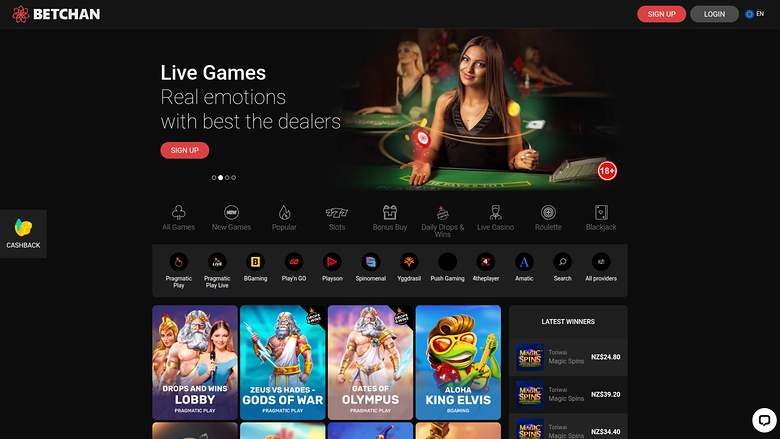 Página de inicio de escritorio de Betchan Casino