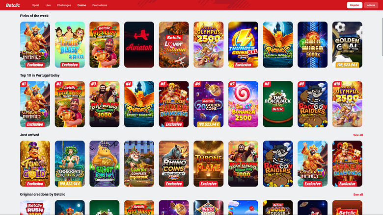 Juegos de escritorio de Betclic Casino