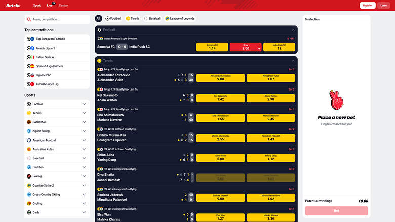 Betclic Casino Desktop Sports