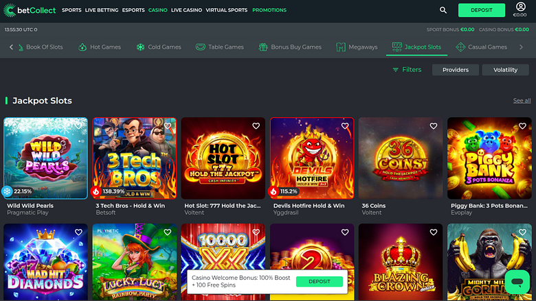 Jackpot de escritorio de Betcollect Casino