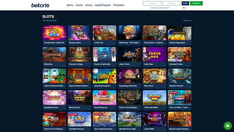 Betcris Desktop-Spiele