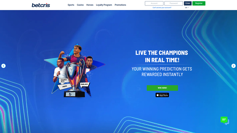 Домашняя страница Betcris для компьютера