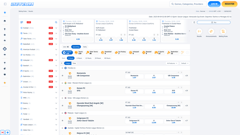 Deportes de escritorio de Beteum Casino