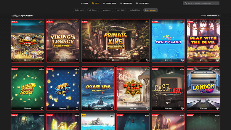 Jackpot de bureau du casino Betfair
