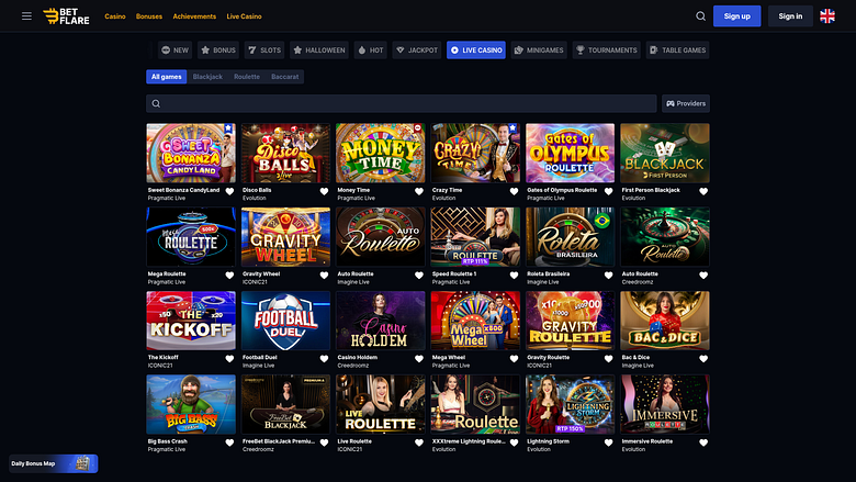 Живой дилер на ПК в Betflare Casino