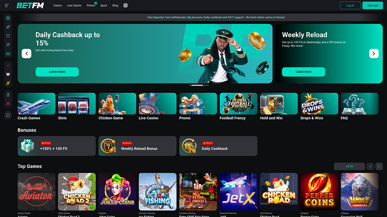 Betfm Casino Desktop Homepage