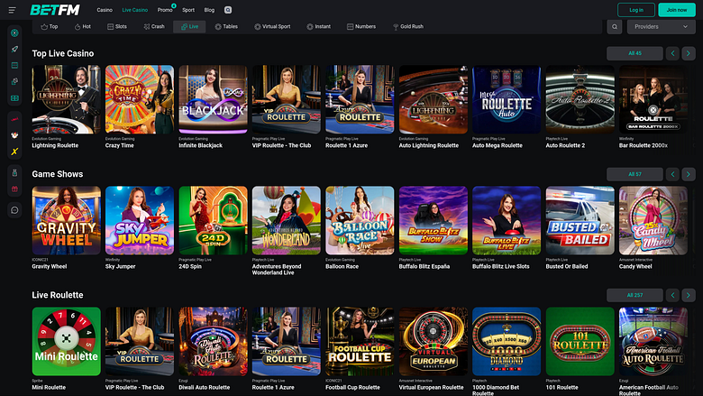 Betfm Casino Desktop Live Dealer