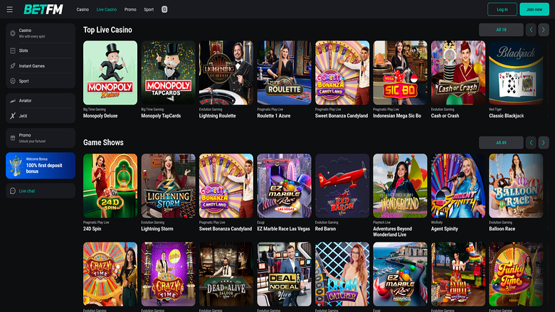 Live Dealer of Betfm Casino for Desktop