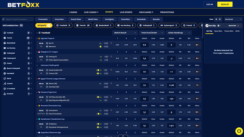 Sports sur bureau de BetFoxxx Casino