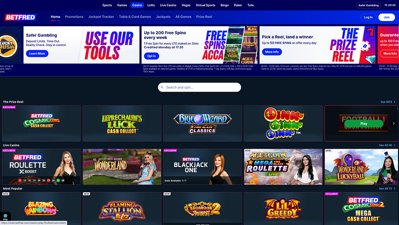 Betfred Casino Desktop Homepage