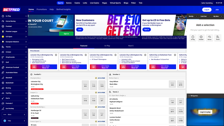 Sports sur bureau de Betfred Casino