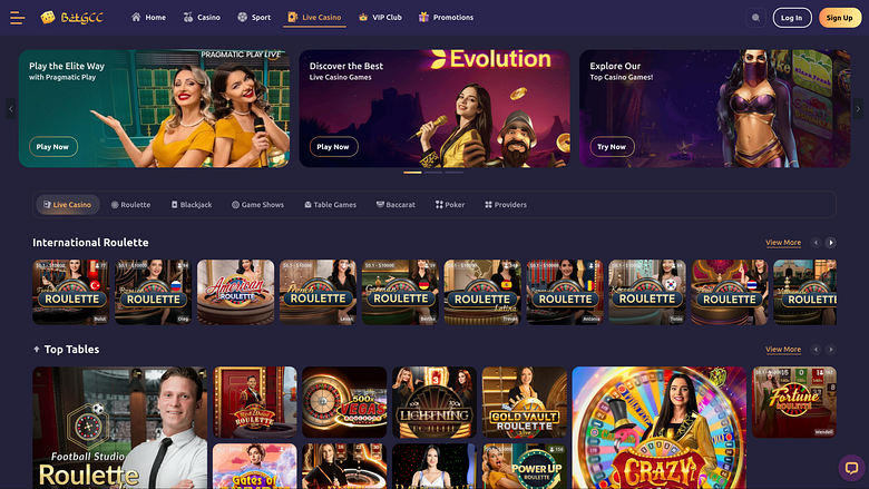 Casinò BetGCC Desktop con croupier dal vivo
