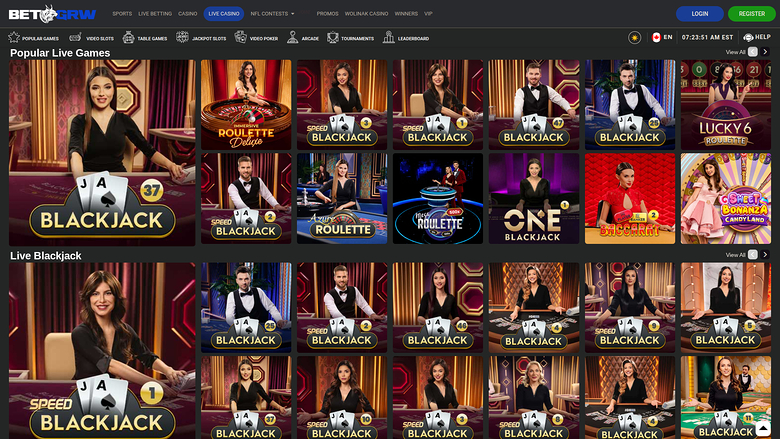 Croupier en direct sur ordinateur de BetGrw Casino