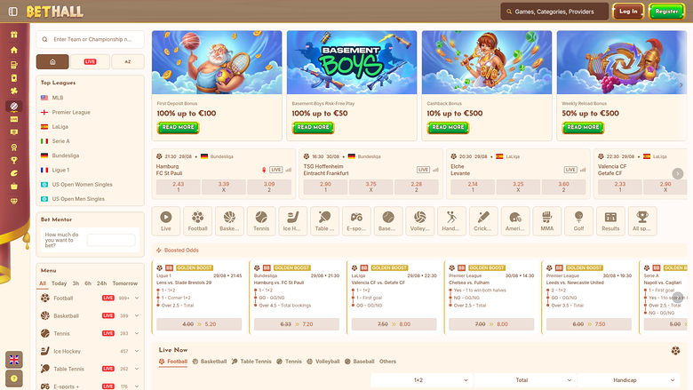 Sport desktop di BetHall Casino