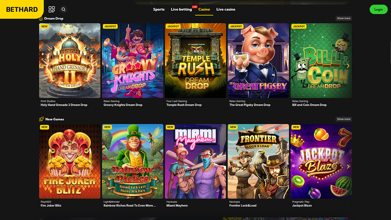 Jeux de bureau de BetHard Casino