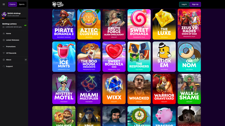 Juegos de escritorio de BetHog Casino