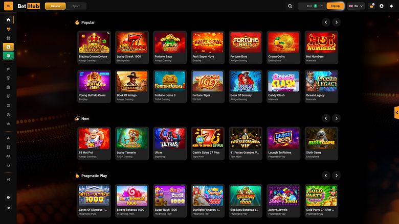 Giochi da casinò BetHub per desktop