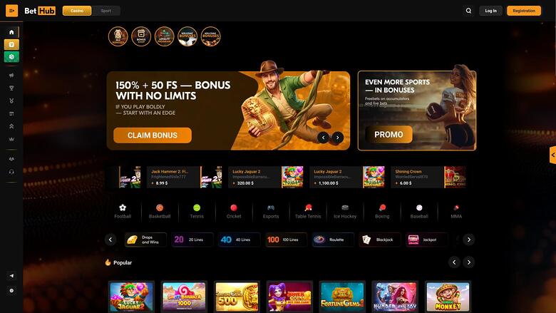 Page d'accueil du casino BetHub