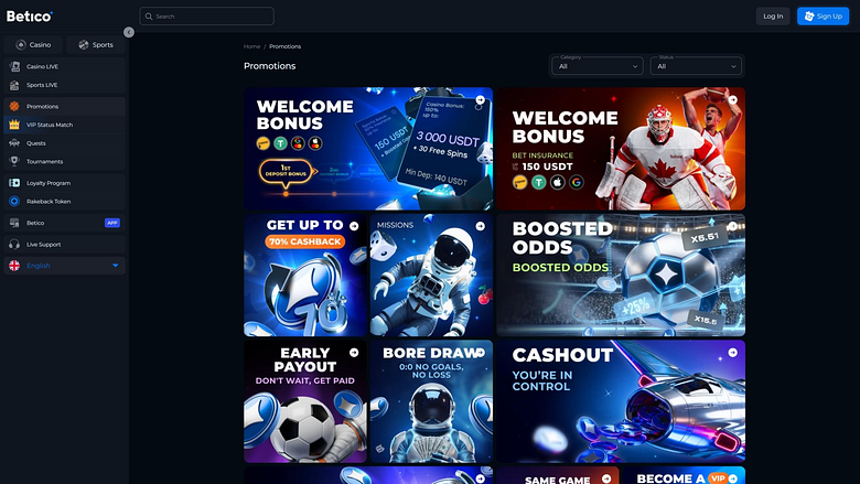 Betico Casino Desktop Promotions