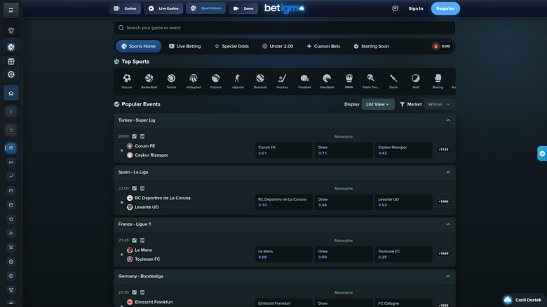 Betigma Casino Desktop Sports