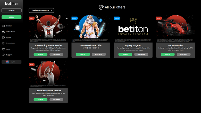 Promotions sur ordinateur de Betiton Casino