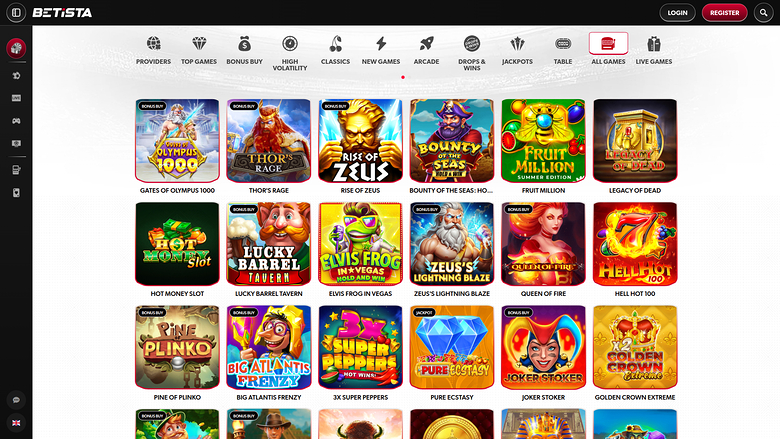 Juegos de escritorio de Betista Casino