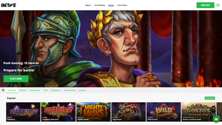 Beitve Casino Desktop-Startseite