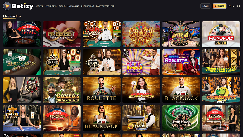 Betizy Casino Desktop Live Dealer