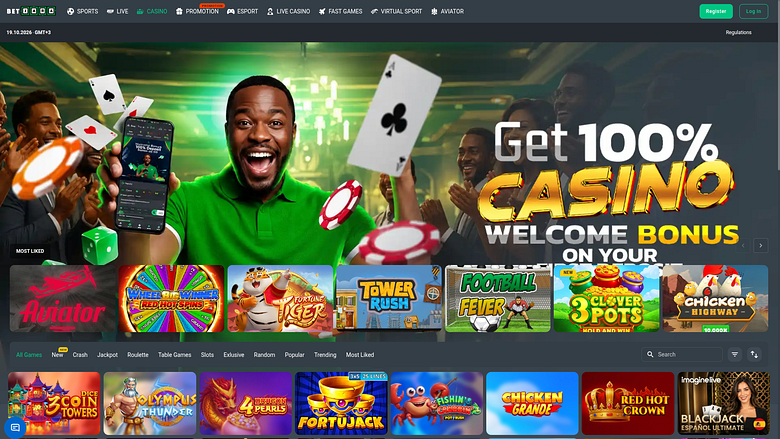 Página de inicio de escritorio del casino BetJara