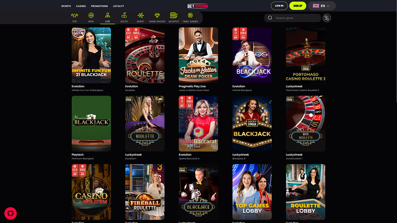 Casino BetJordan avec croupier en direct