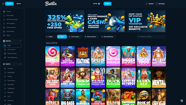 Jeux de casino Betlix sur ordinateur
