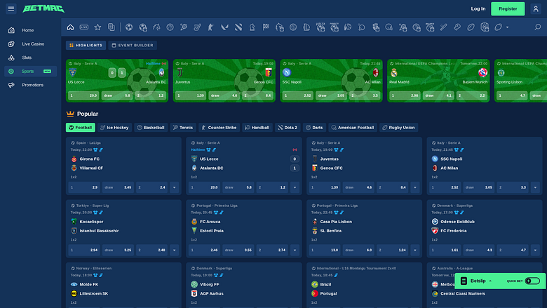 Betmac Casino Sport Desktop