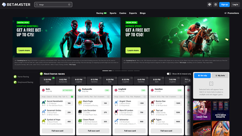 Page d'accueil sur ordinateur de BetMaster Casino