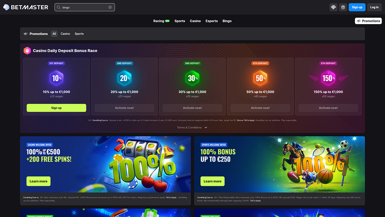 Promotions sur ordinateur de BetMaster Casino