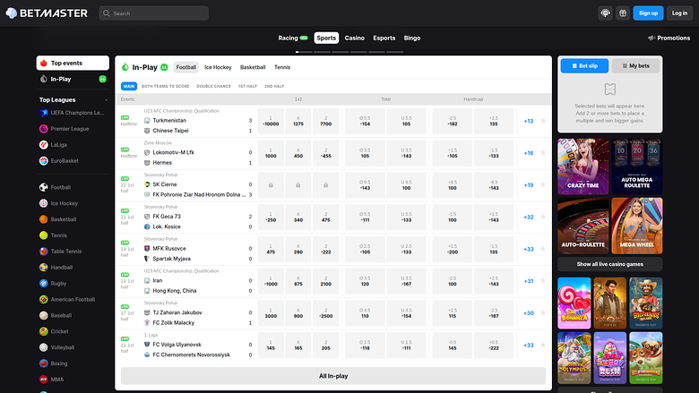 Sports sur ordinateur de BetMaster Casino