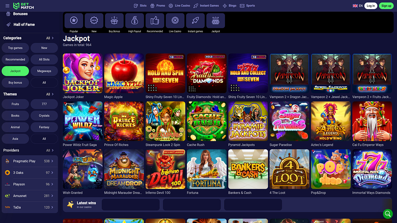 BetMatch Casino Desktop-Jackpot