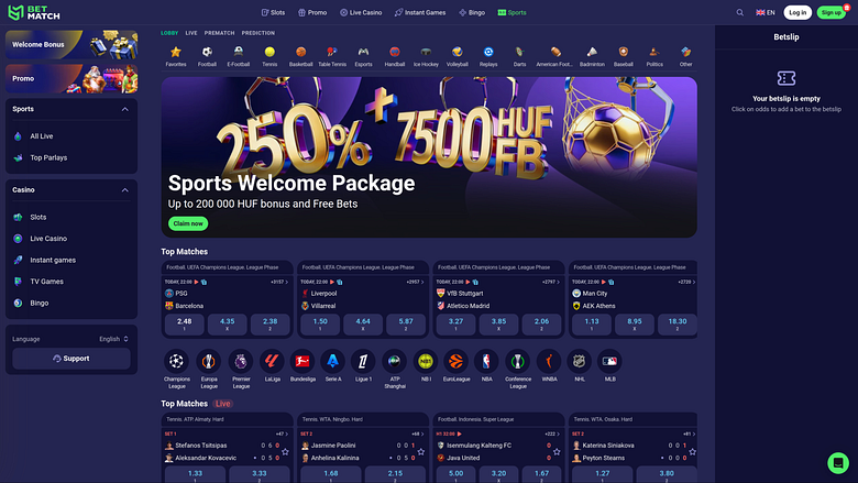 BetMatch Casino Sports sur ordinateur