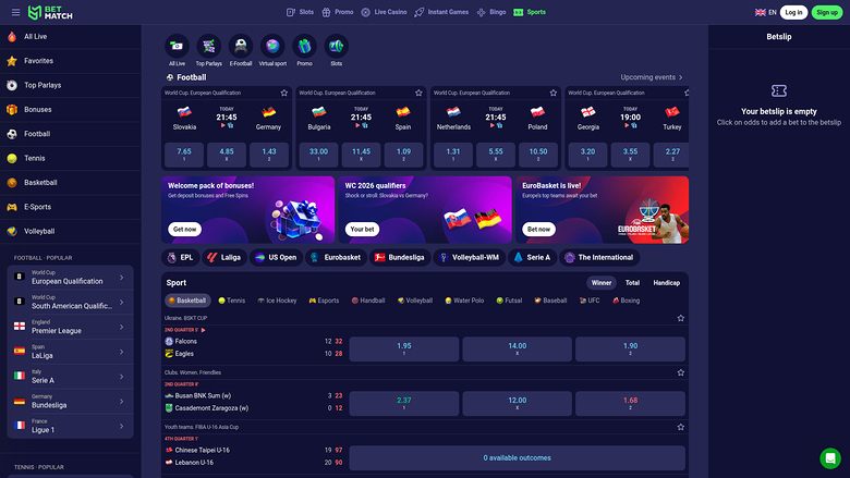 BetMatch Casino Desktop-Sportwetten