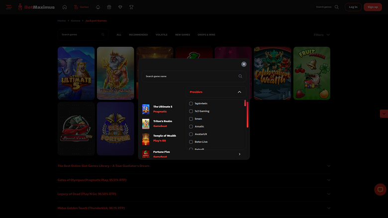 Développeurs de jeux sur ordinateur de BetMaximus Casino