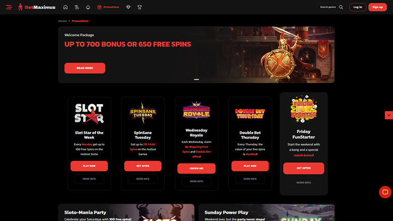 Promotions sur ordinateur de BetMaximus Casino