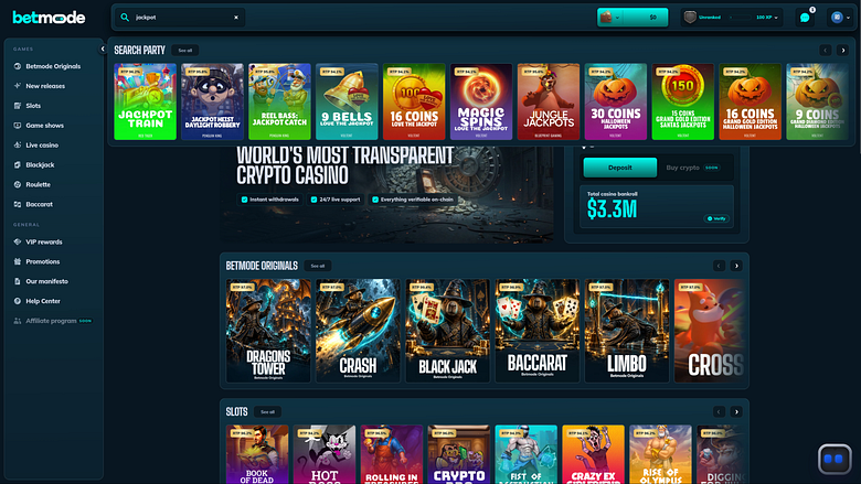 Jackpot del casinò BetMode per desktop