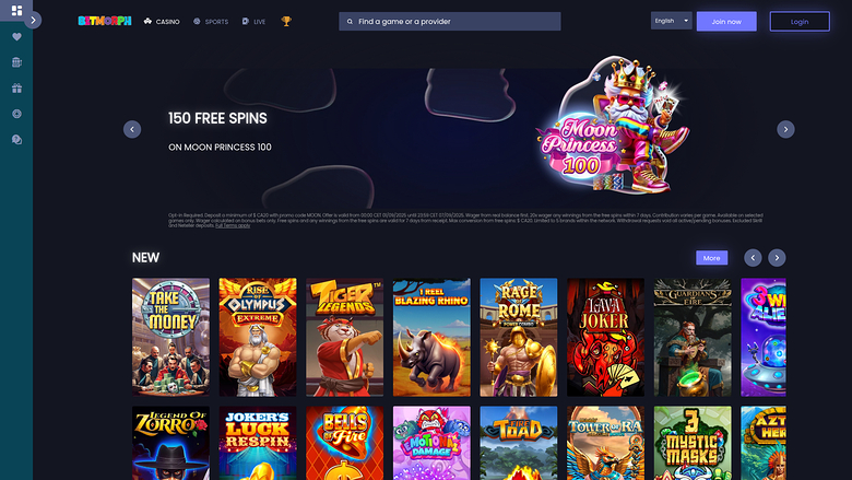 Betmorph Desktop-Startseite