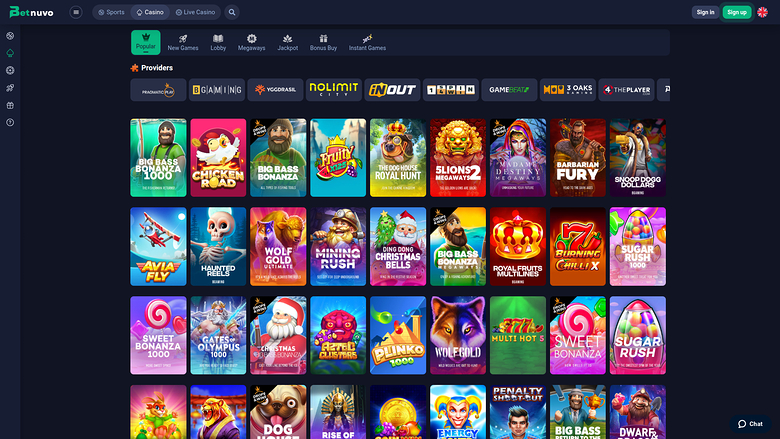 BetNuvo Casino Desktop Games
