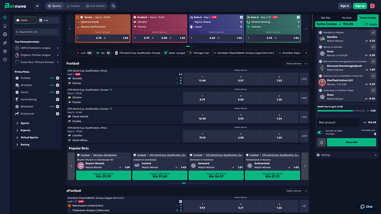 BetNuvo Casino Desktop Sports