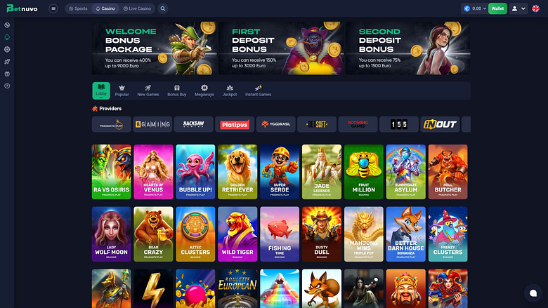 Développeurs de jeux de casino BetNuvo pour ordinateur