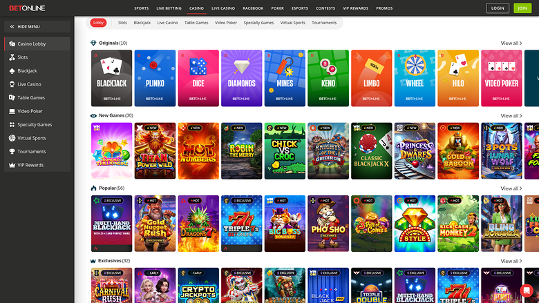 Juegos de escritorio de BetOnline Casino
