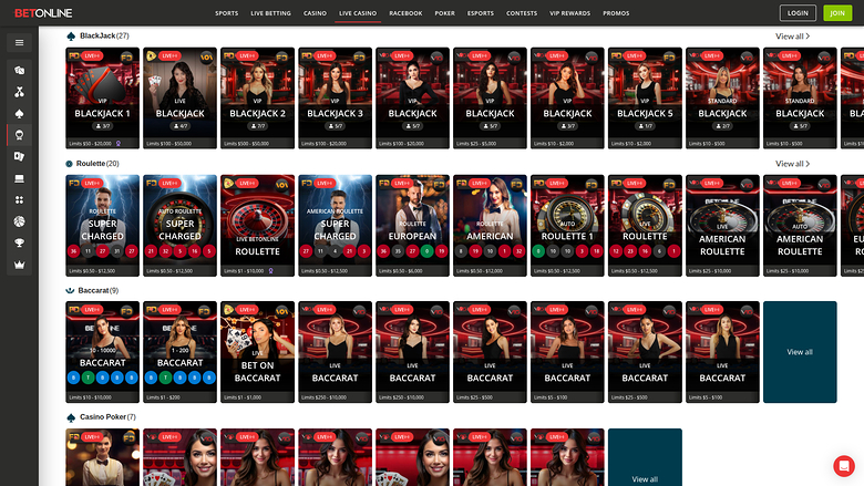 Crupier en vivo de escritorio de BetOnline Casino