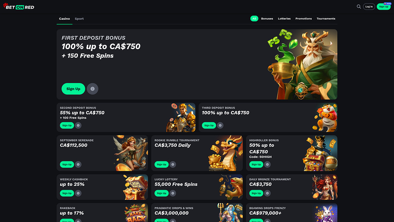 Promociones de escritorio de BetOnRed Casino