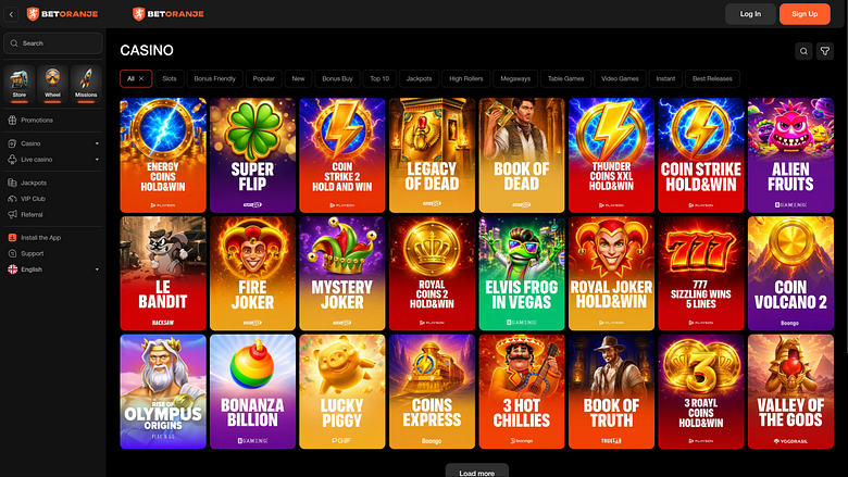 Betoranje Casino Desktop-Spiele