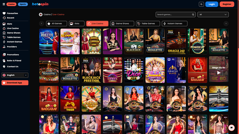 Живой дилер на ПК в BetOspin Casino